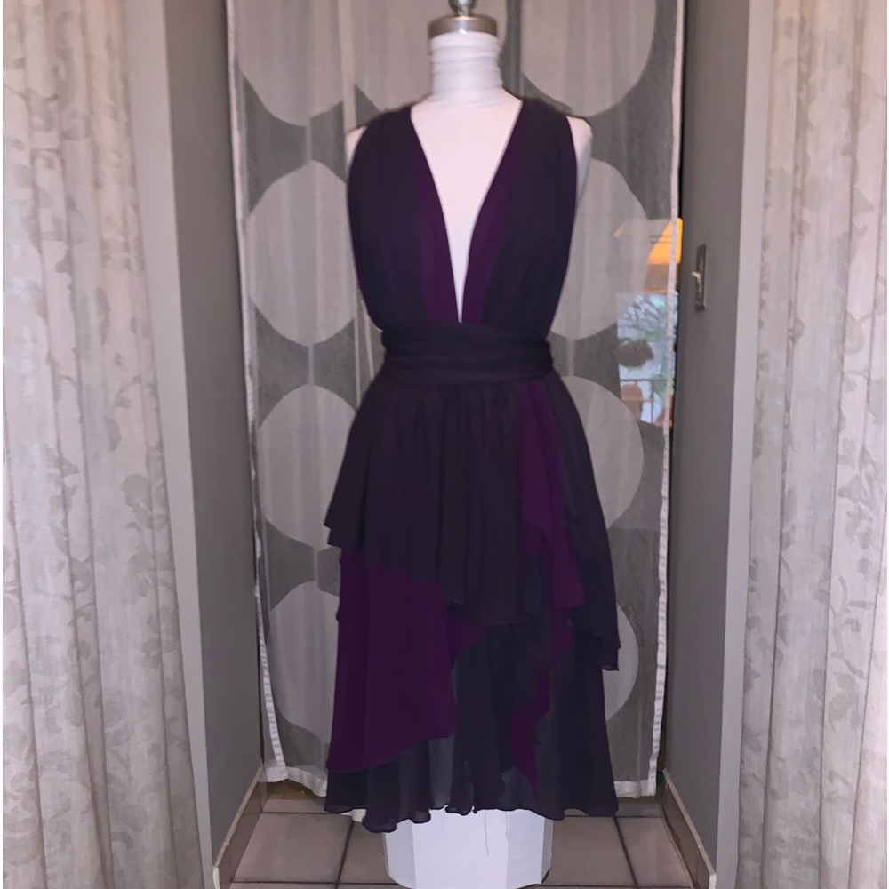 Aubergine and Purple Halter Wrap Dress